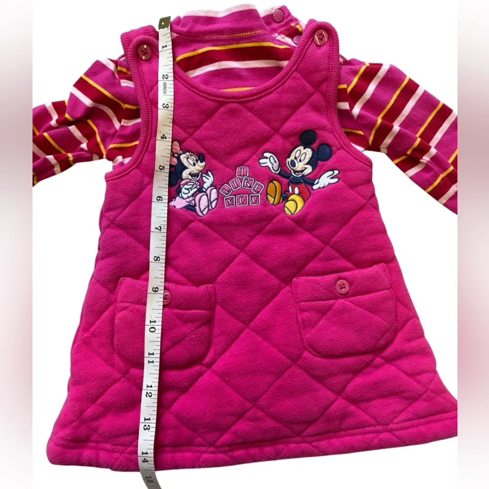 Vintage 90s Y2K Disney Mickey Minnie Quilted Jumper Onesie Set 6M